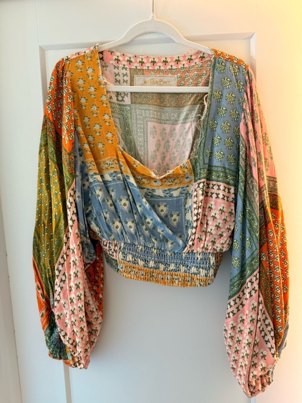 Jen's Pirate Booty Multicolor Patchwork Cropped Blouse